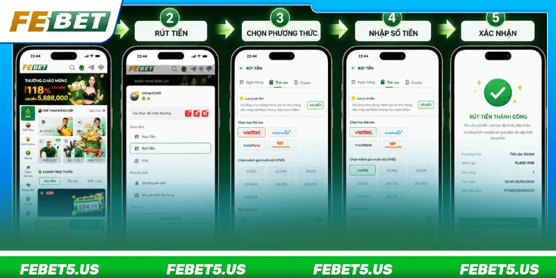 Các bước rút tiền tại FEBET đơn giản và dễ thực hiện