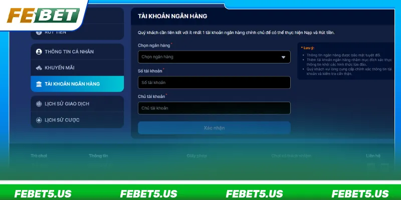 Nạp Tiền FEBET - 3 Cách Thanh Toán Đơn Giản Và Tiện Lợi Tài khoản nạp tiền liên kết rõ ràng để tránh sự cố